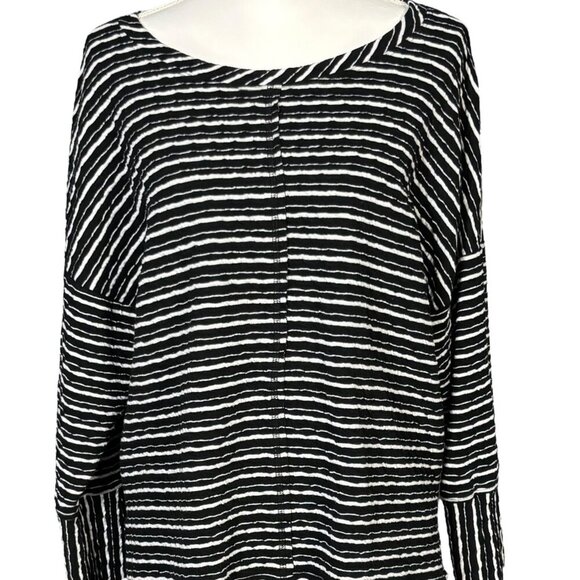 Habitat Double Face Kickback Top Size Large Black Stripes Boxy Lagenlook Comfy - Picture 6 of 6